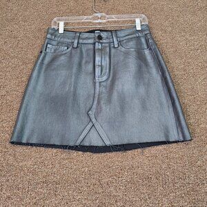 Paige Aideen Shimery Denim Skirt Gray Sz 27 Pre Owned